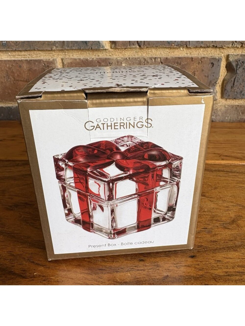 Godinger Gatherings Crystal Present Box Shannon By Godinger Red Bow # 28643